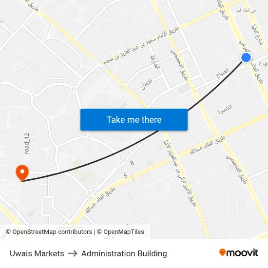 Uwais Markets to Administration Building map