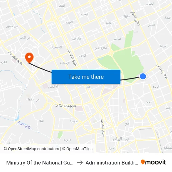 Ministry Of the National Guard to Administration Building map