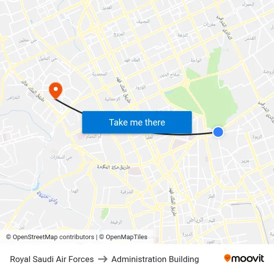 Royal Saudi Air Forces to Administration Building map