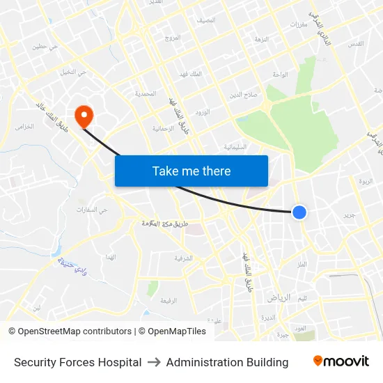 Security Forces Hospital to Administration Building map