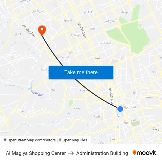 Al Maglya Shopping Center to Administration Building map
