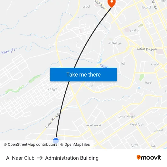 Al Nasr Club to Administration Building map