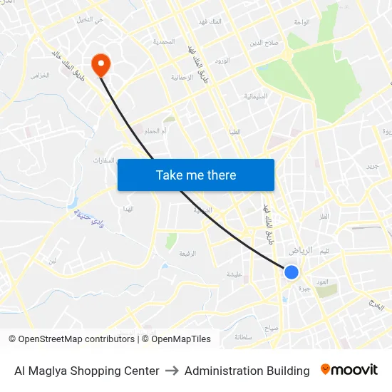 Al Maglya Shopping Center to Administration Building map