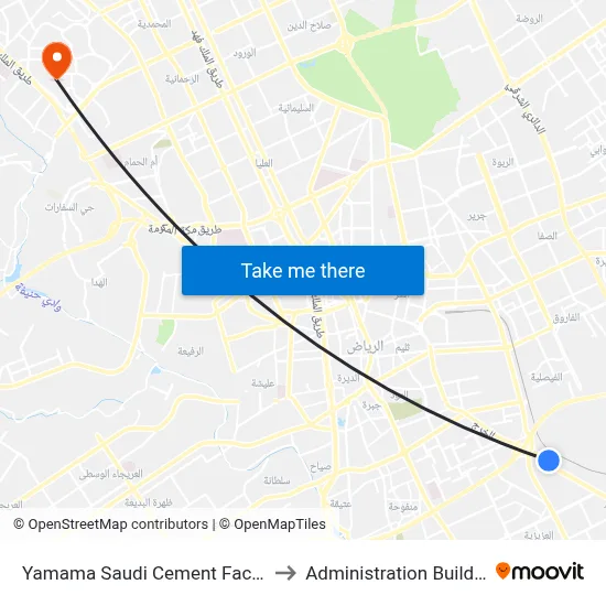 Yamama Saudi Cement Factory to Administration Building map