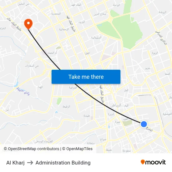 Al Kharj to Administration Building map