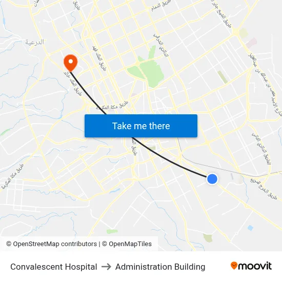 Convalescent Hospital to Administration Building map