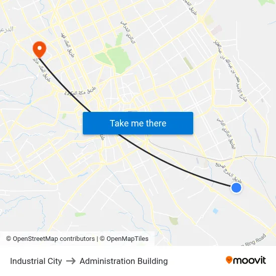 Industrial City to Administration Building map