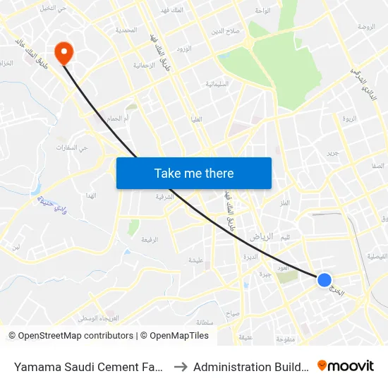 Yamama Saudi Cement Factory to Administration Building map