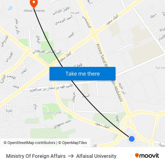Ministry Of Foreign Affairs to Alfaisal University map