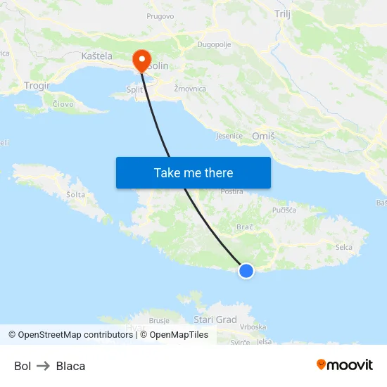 Bol to Blaca map