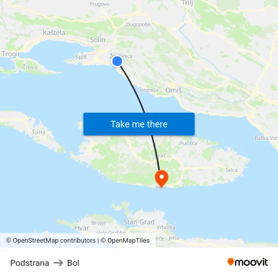 Podstrana to Bol map