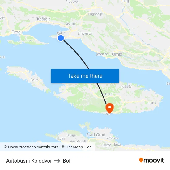 Autobusni Kolodvor to Bol map