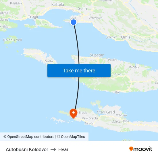 Autobusni Kolodvor to Hvar map