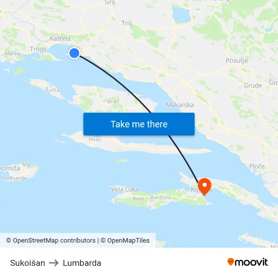 Sukoišan to Lumbarda map