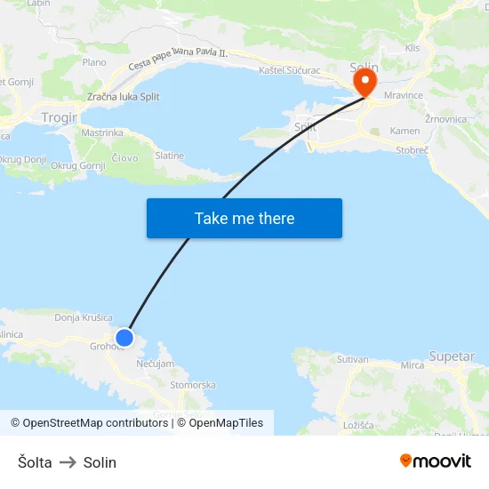 Šolta to Solin map