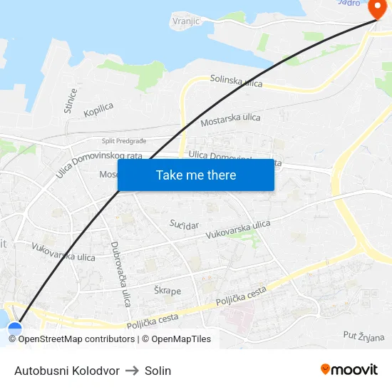 Autobusni Kolodvor to Solin map