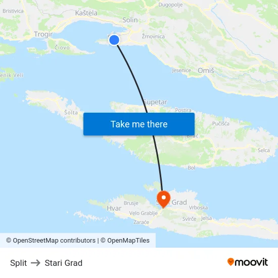 Split to Stari Grad map