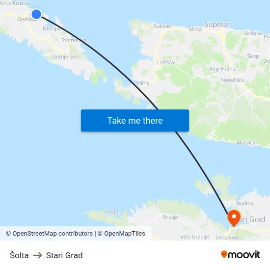 Šolta to Stari Grad map