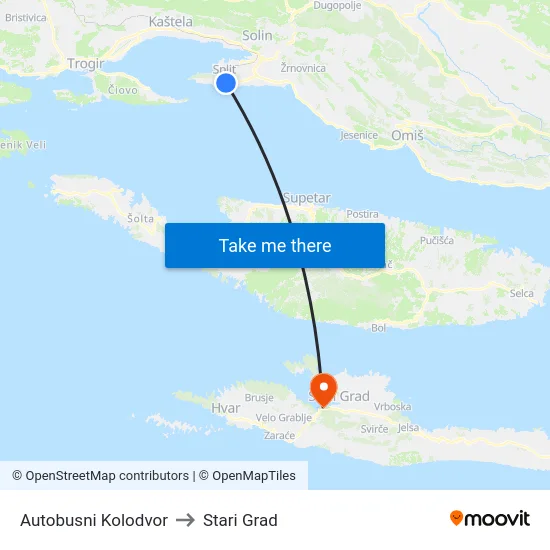 Autobusni Kolodvor to Stari Grad map