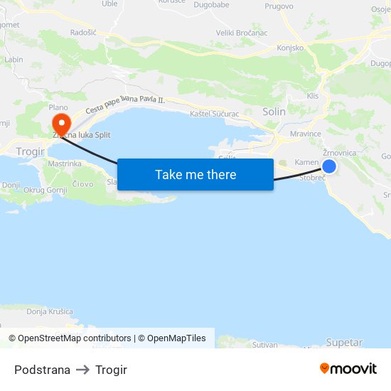 Podstrana to Trogir map