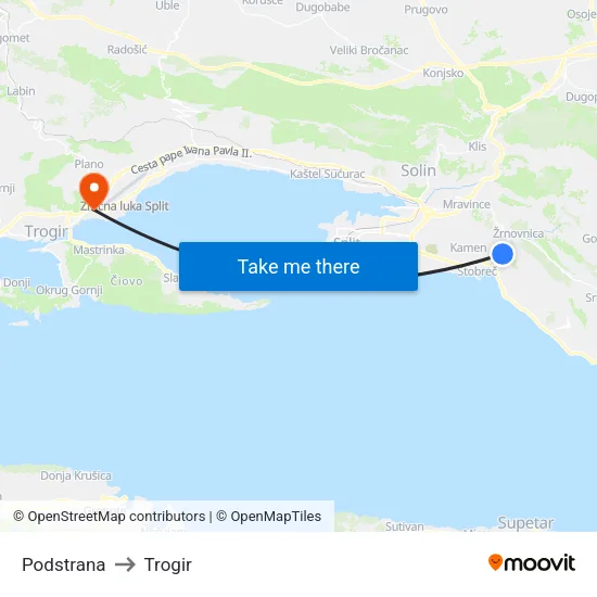 Podstrana to Trogir map