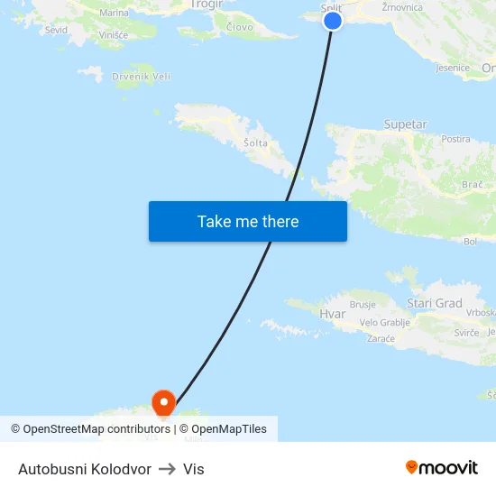 Autobusni Kolodvor to Vis map