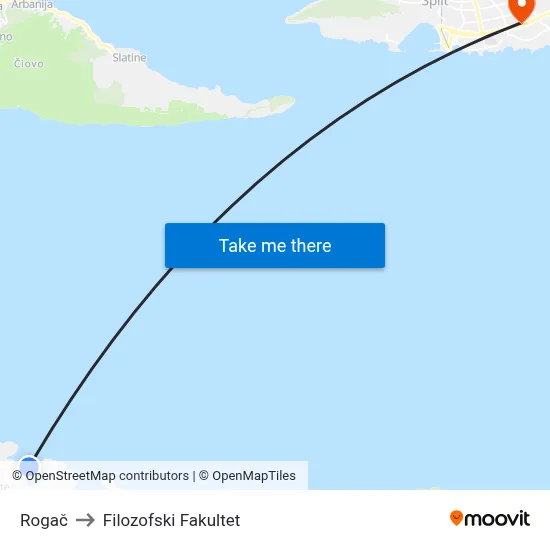 Rogač to Filozofski Fakultet map