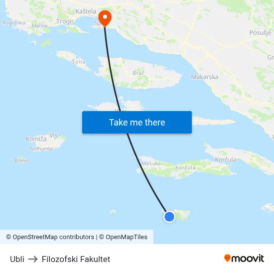 Ubli to Filozofski Fakultet map