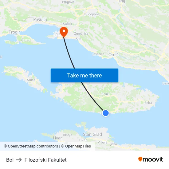Bol to Filozofski Fakultet map
