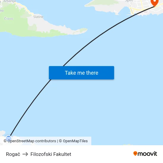 Rogač to Filozofski Fakultet map