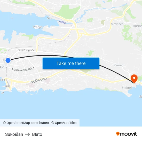 Sukoišan to Blato map