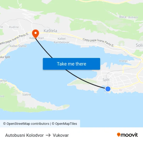 Autobusni Kolodvor to Vukovar map