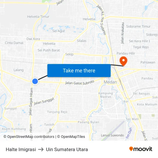 Halte Imigrasi to Uin Sumatera Utara map