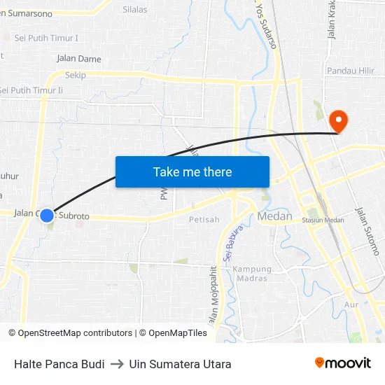 Halte Panca Budi to Uin Sumatera Utara map