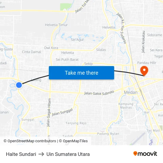 Halte Sundari to Uin Sumatera Utara map