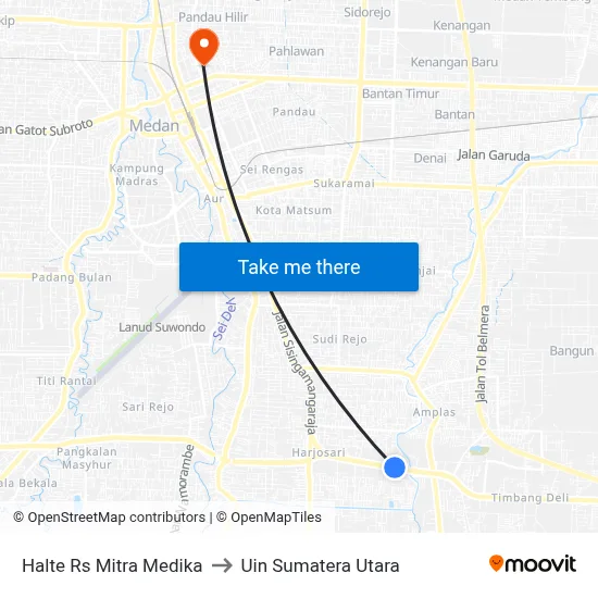 Halte Rs Mitra Medika to Uin Sumatera Utara map