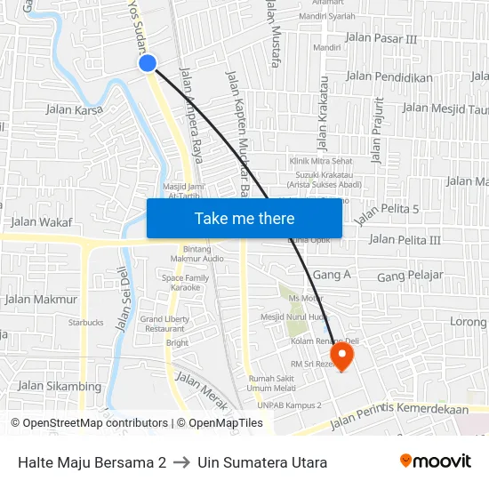 Halte Maju Bersama 2 to Uin Sumatera Utara map