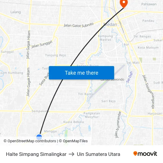 Halte Simpang Simalingkar to Uin Sumatera Utara map