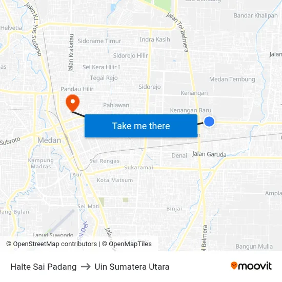 Halte Sai Padang to Uin Sumatera Utara map