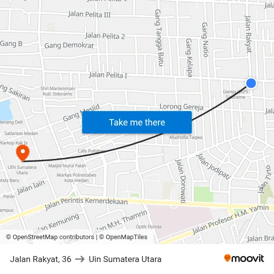 Jalan Rakyat, 36 to Uin Sumatera Utara map