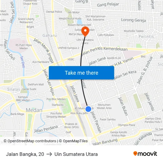 Jalan Bangka, 20 to Uin Sumatera Utara map