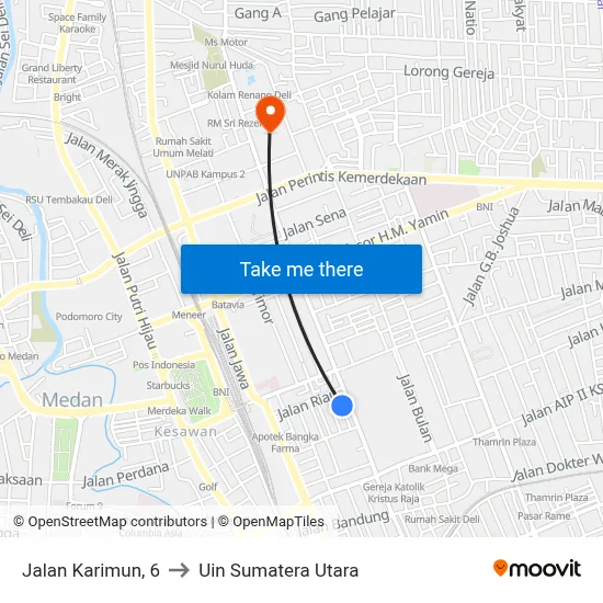 Jalan Karimun, 6 to Uin Sumatera Utara map