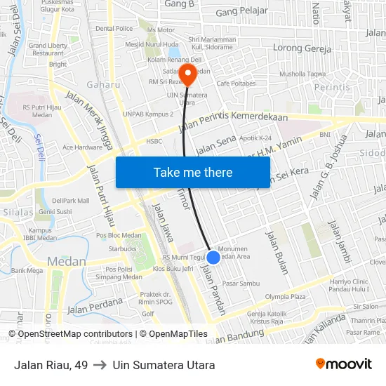 Jalan Riau, 49 to Uin Sumatera Utara map
