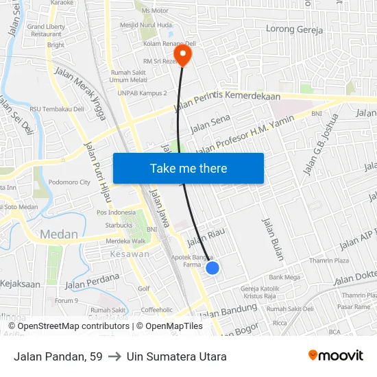 Jalan Pandan, 59 to Uin Sumatera Utara map