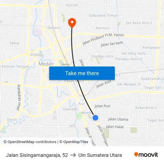 Jalan Sisingamangaraja, 52 to Uin Sumatera Utara map