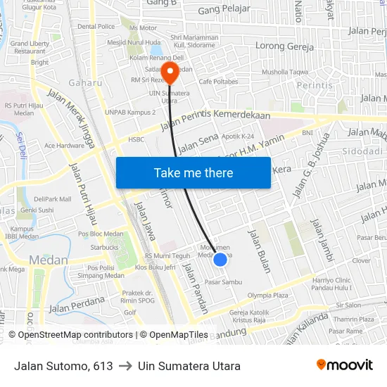 Jalan Sutomo, 613 to Uin Sumatera Utara map