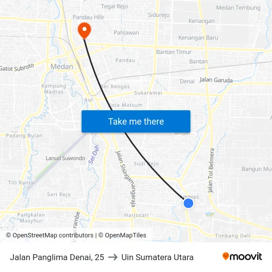 Jalan Panglima Denai, 25 to Uin Sumatera Utara map