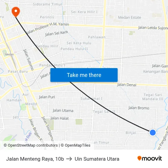 Jalan Menteng Raya, 10b to Uin Sumatera Utara map