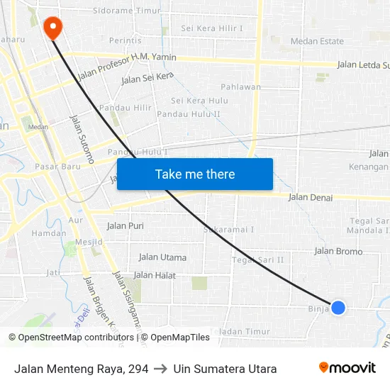 Jalan Menteng Raya, 294 to Uin Sumatera Utara map