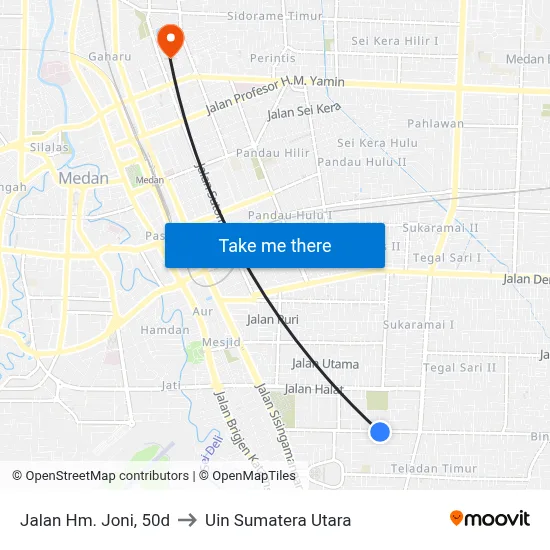 Jalan Hm. Joni, 50d to Uin Sumatera Utara map